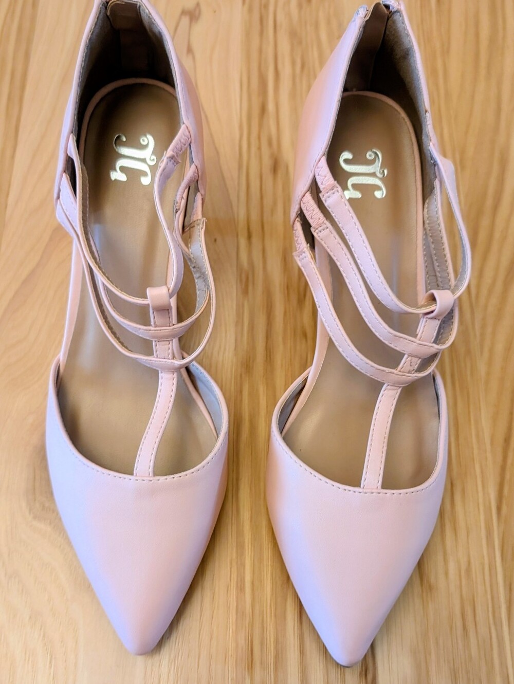 Women’s Pointed Toe Strappy Pumps - Blush Pink